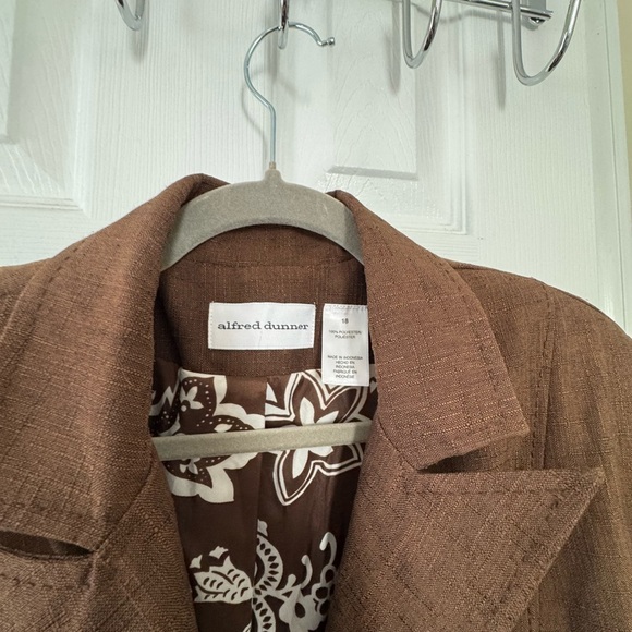 Alfred Dunner Brown Textured Blazer with Floral Print - Picture 2 of 5